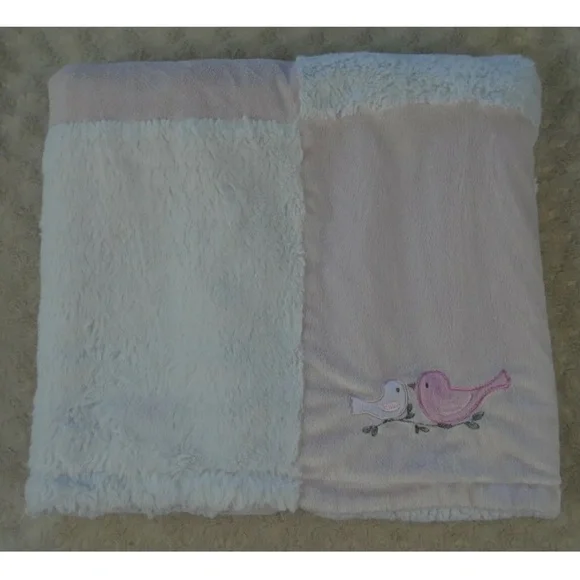 Kyle Deena Bedding Kyle Deena Bird Baby Blanket Pink White